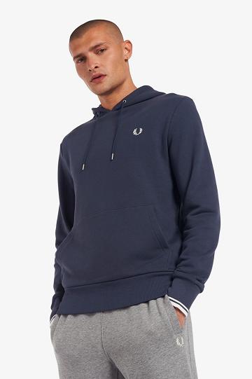 Deep Grey Fred Perry Tipped Hooded Men's Sweatshirts | PH 1612HAPK